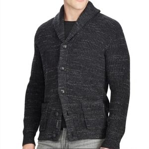 Polo Ralph Lauren Heavy Shawl Cardigan Button Up Sweater - Charcoal - Mens Med